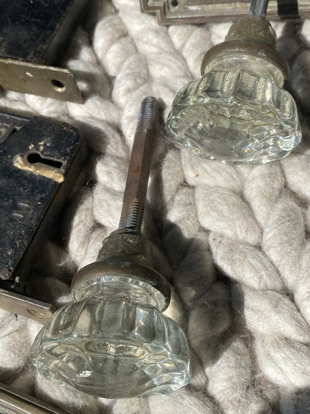 Vintage Glass Door Knobs - Clear Glass, Unbranded